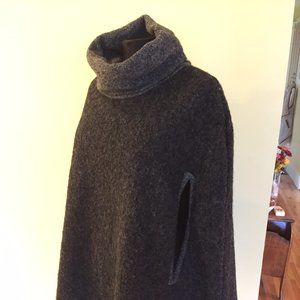 Felted wool poncho cape, made in Italy